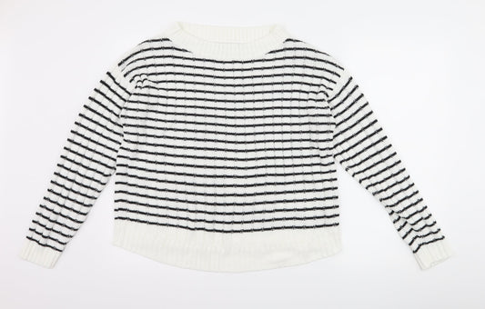 Boohoo Womens White Check Pullover Jumper Size 10