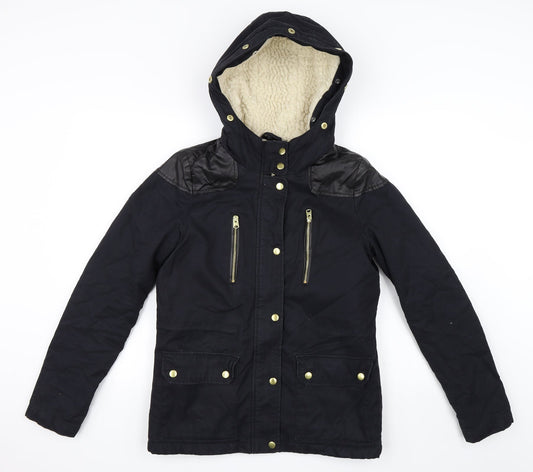 Womens UK Size 8 Topshop Black Parka Coat