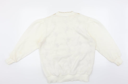 Afibel Womens Ivory Floral Pullover Jumper Size 16