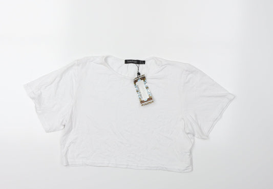 Womens UK Size 14 Boohoo White Basic T-Shirt