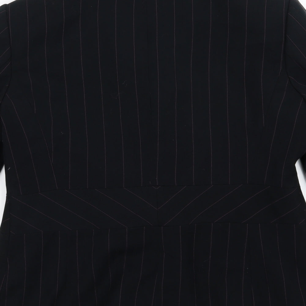 Klass Womens Black Striped Rayon Jacket Suit Jacket Size 14
