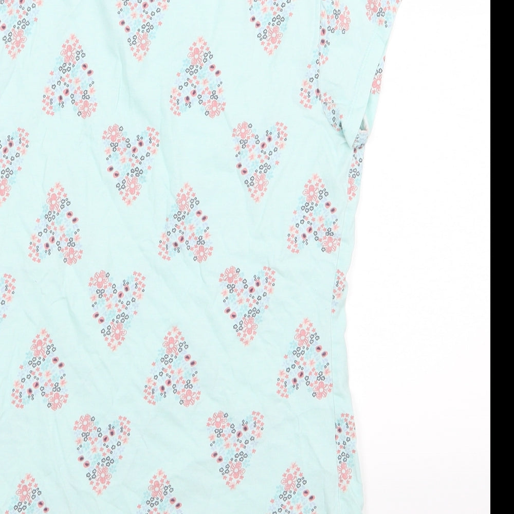 George Girls Blue Floral Jersey Basic T-Shirt Size 13-14 Years