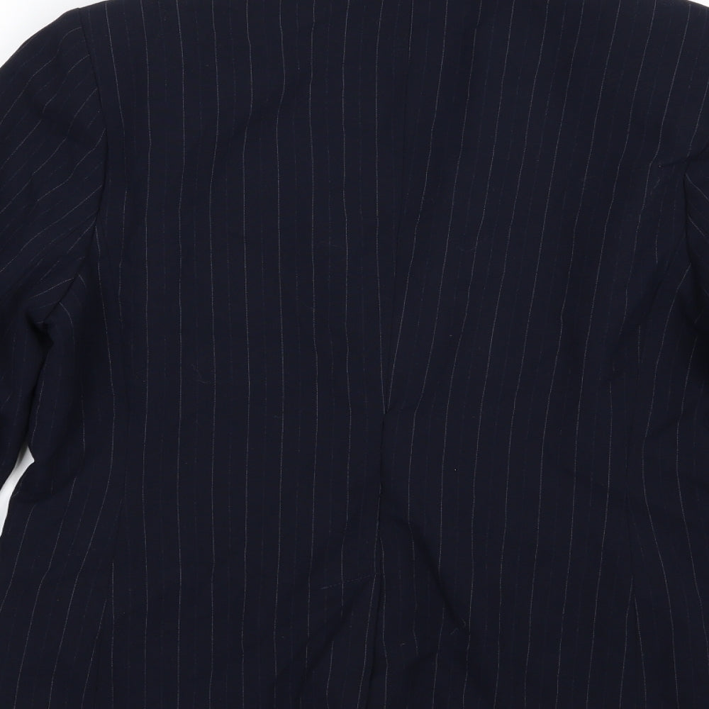 Autonomy Womens Blue Striped Rayon Jacket Suit Jacket Size 14