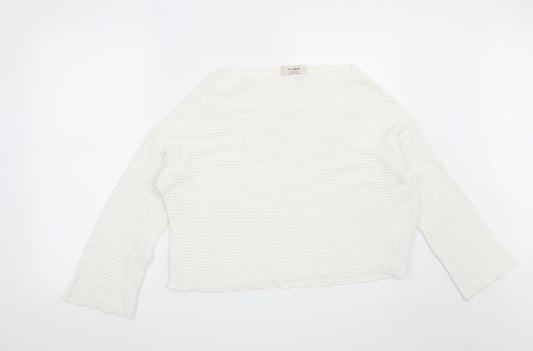 Pull & Bear Womens White Pullover Jumper Size M