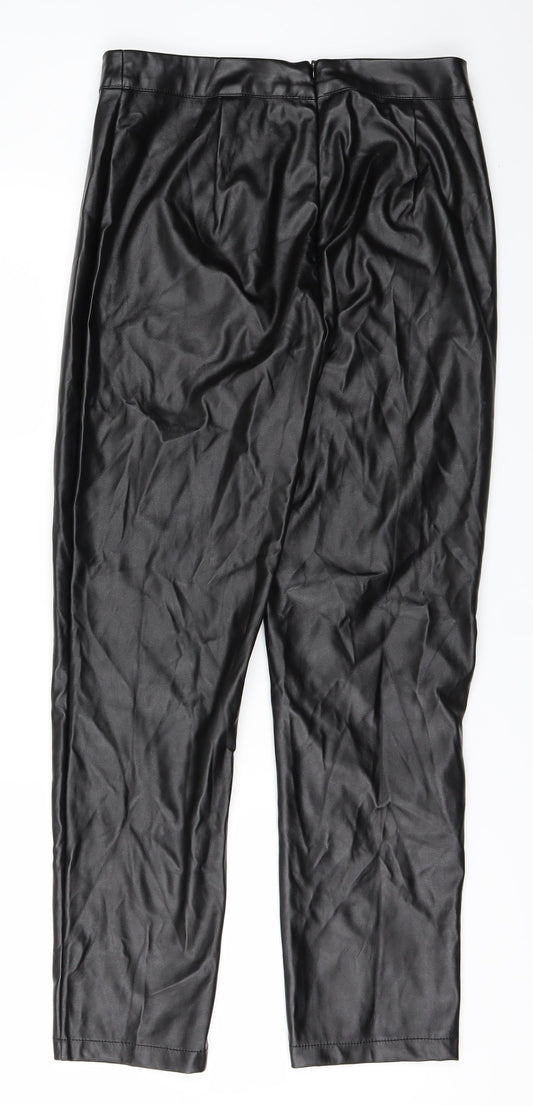 PRETTYLITTLETHING Womens Black Trousers Size 8 L25 in
