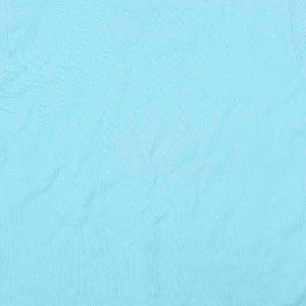 Womens UK Size M Pure & Natural Blue Basic T-Shirt
