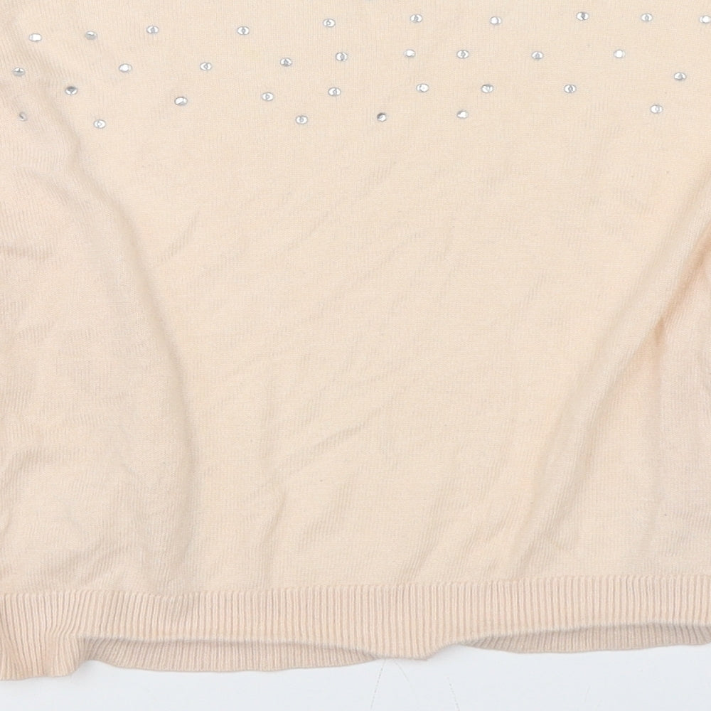 H&M Womens Pink Cardigan Jumper Size M - Rhinestone Detail