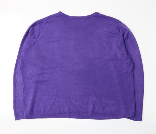 BM Womens Purple Knit Pullover Jumper Size XL