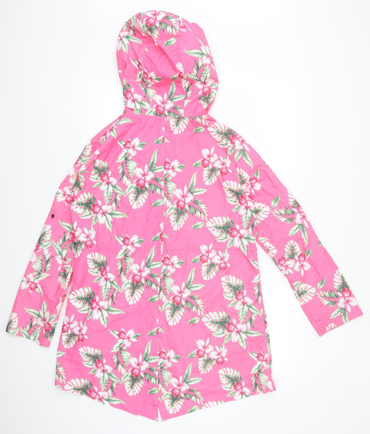 Atmosphere Womens Pink Floral Parka Coat Size S