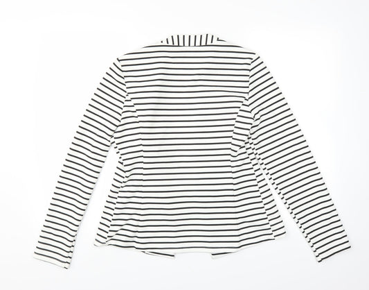 George Womens White Striped Cardigan Jumper Size 12