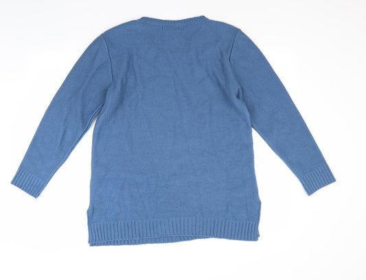 Afibel Womens Blue Pullover Jumper Size 14