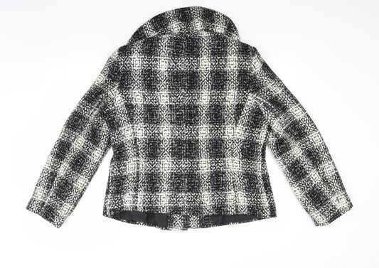 EWM Womens Black Check Pea Coat Coat Size 16