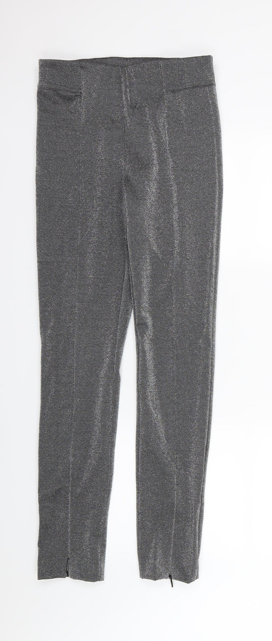Womens UK Size 10 H&M Regular Fit Silver Trousers