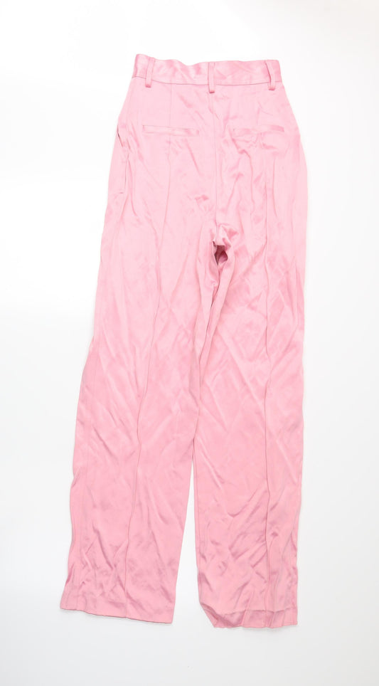 Womens UK Size 4 H&M Regular Fit Pink Trousers