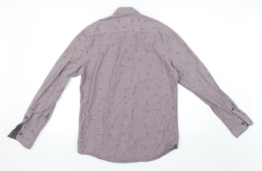 River Island Mens Purple Animal Print Button-Up Size S