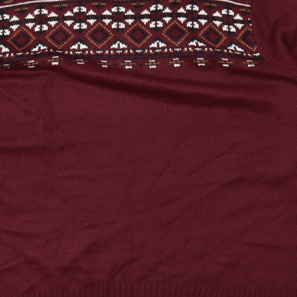 Brave Soul Mens Red Pullover Jumper Size L
