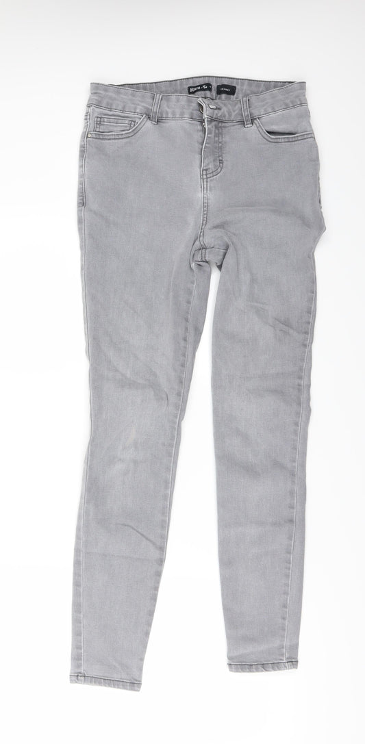 Tu Womens Grey Denim Mom Jeans Size 8 L28 in
