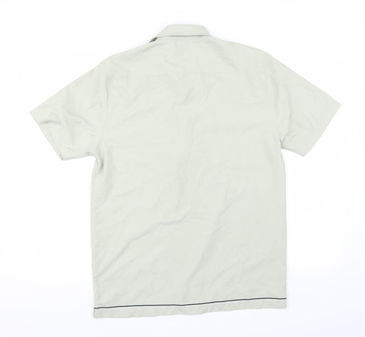 Mens UK Size S Lee Cooper Green Button-Up Short Sleeve Casual Shirt
