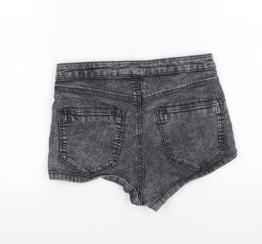 Divided by H&M Womens Grey  Denim Hot Pants Shorts Size 8