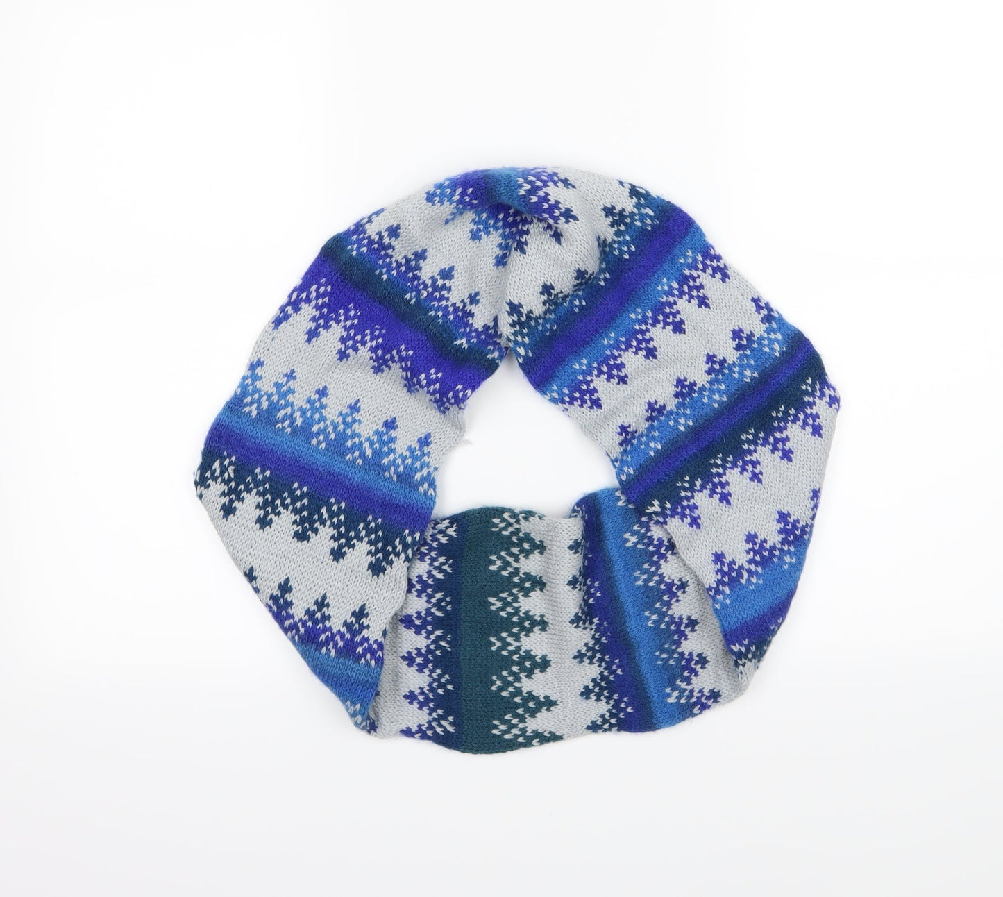 Preworn Womens Blue Striped Knit Scarf - Snood