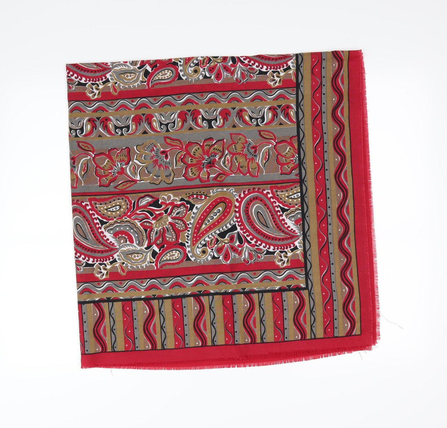 Preworn Womens Red Floral Scarf