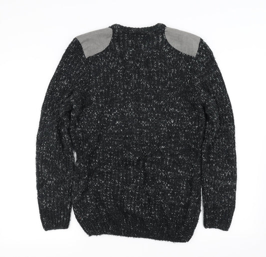 EASY Mens Black Pullover Jumper Size S