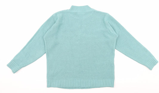 Afibel Womens Blue Knit Pullover Jumper Size 14
