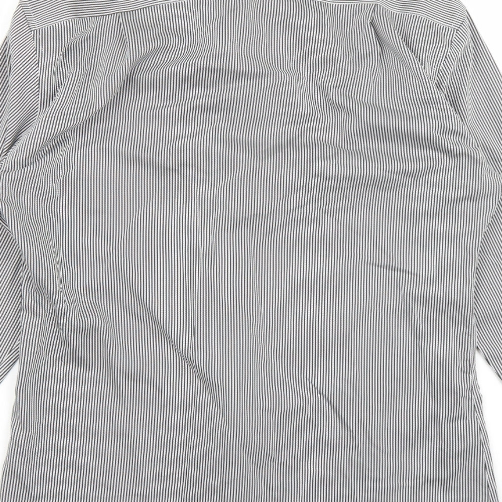 Mens UK Size 15 Marks and Spencer White Button-Up Long Sleeve Casual Shirt