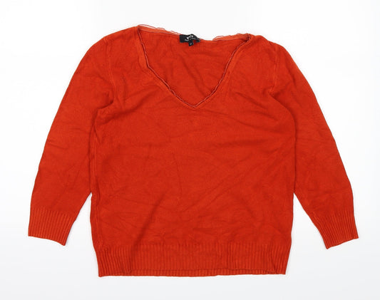 Womens UK Size 12 Made in Italy Orange Basic T-Shirt
