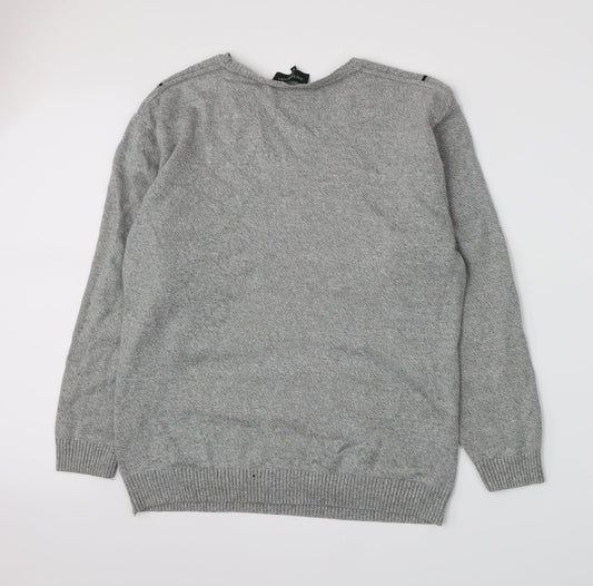 Greenwoods Mens Grey Knit Pullover Jumper Size M