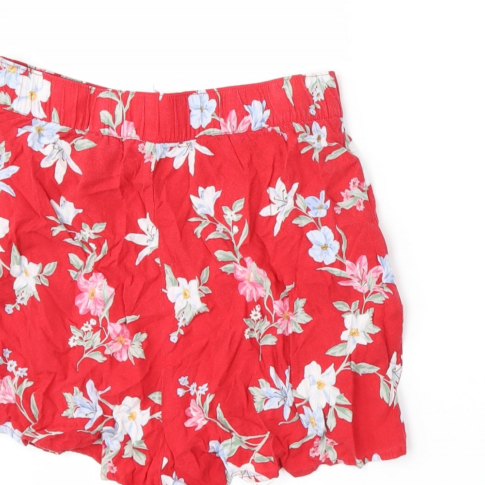 Divided by H&M Womens Red Floral Hot Pants Shorts Size 8