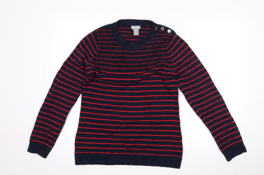 Kenar Womens Blue Striped Pullover Jumper Size L