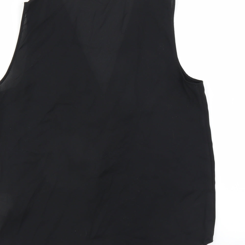 Womens UK Size S Zara Black Basic Blouse