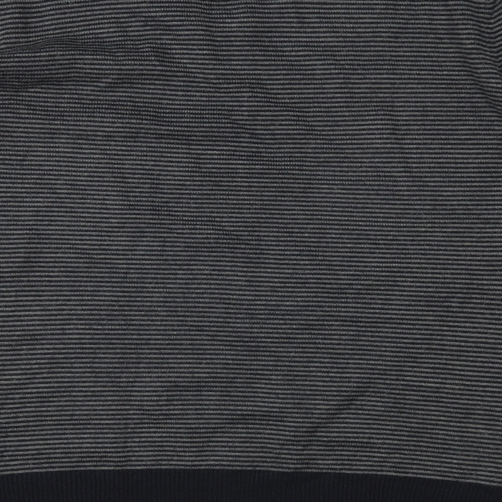 Autograph Mens Grey Striped Knit Pullover Jumper Size M