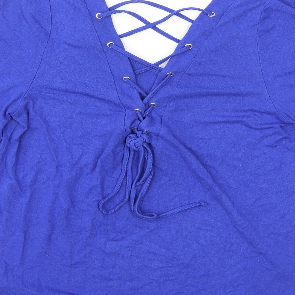 Womens UK Size 8 New Look Blue Basic T-Shirt