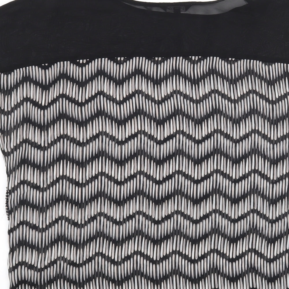 Papaya Womens Black Geometric Basic Blouse Size 12
