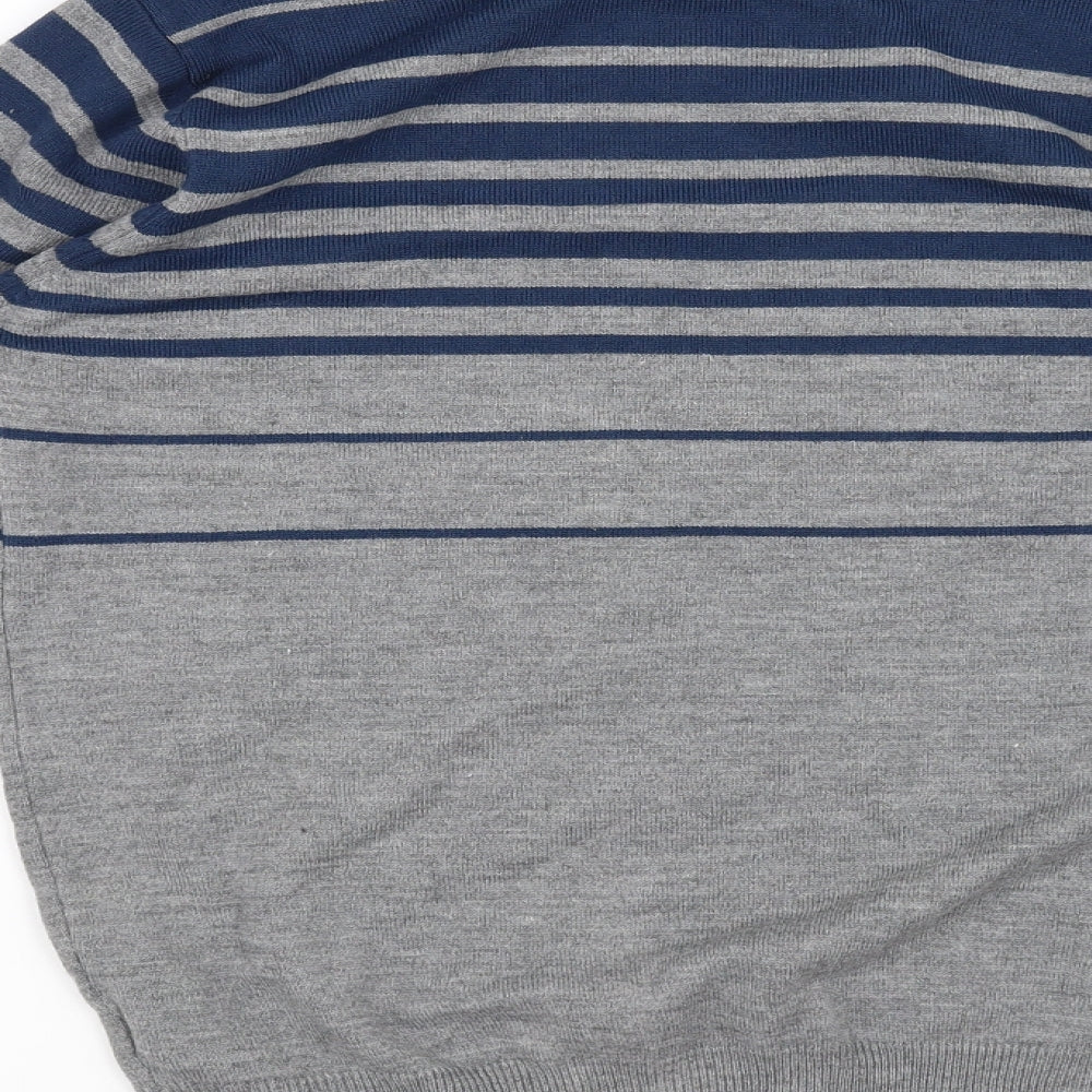 Cedar Wood State Mens Grey Striped Pullover Jumper Size M