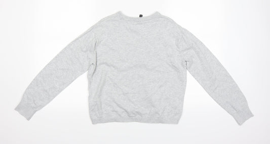 Divided Womens Grey Floral Pullover Sweatshirt Size S