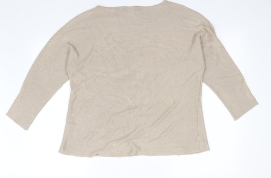 Basic Womens Beige Pullover Jumper Size M