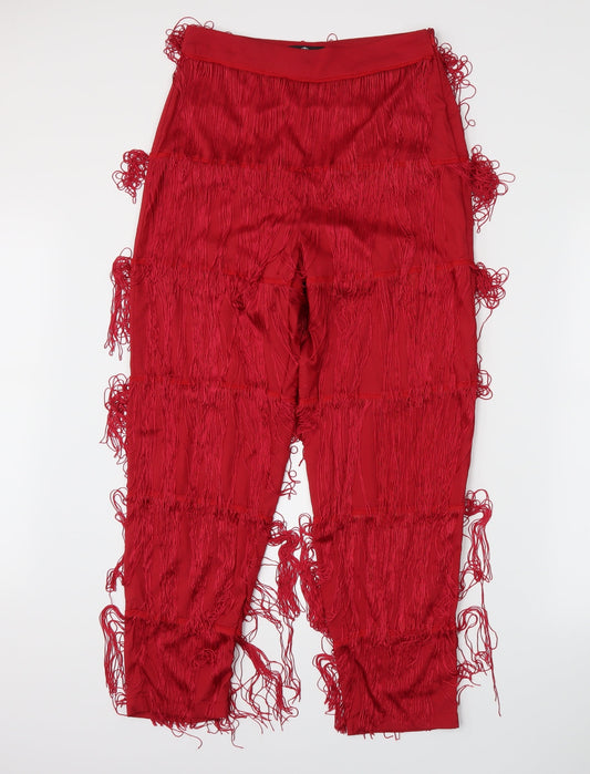 Missguided Womens Red Trousers Size 10 L20.5 in
