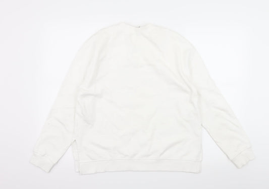 H&M Womens White Jersey Pullover Sweatshirt Size M - you matter