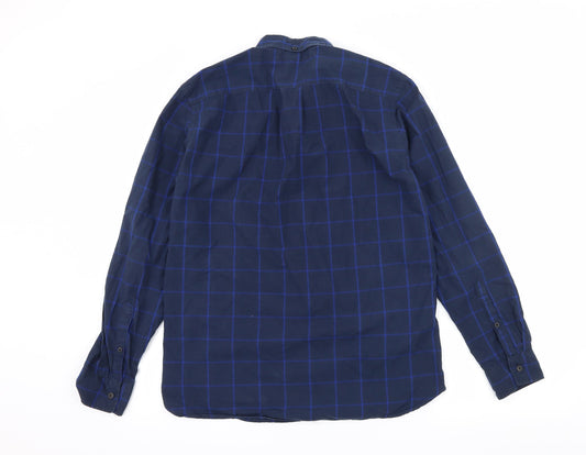 Mens UK Size S H&M Blue Button-Up Long Sleeve Casual Shirt
