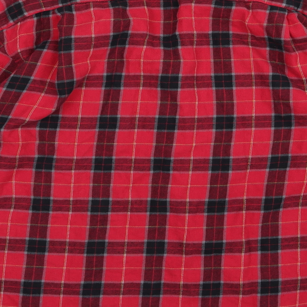 Mens UK Size L C&A Red Button-Up Long Sleeve Casual Shirt