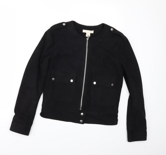 H&M Womens Black Jacket Size 6 - Suede Effect