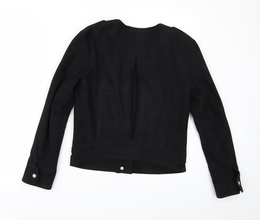 H&M Womens Black Jacket Size 6 - Suede Effect