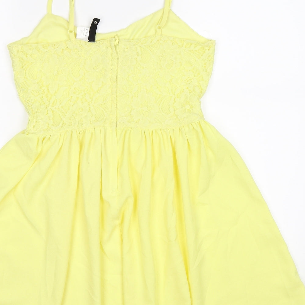 Divided Womens Yellow Floral Tunic Tank Size 12