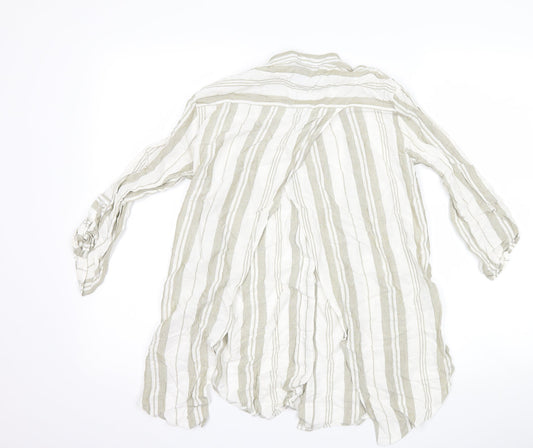 Atmosphere Womens White Striped Basic Button-Up Size 6