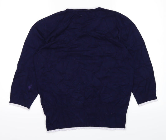 Mudflower Womens Blue Polka Dot Pullover Jumper Size L
