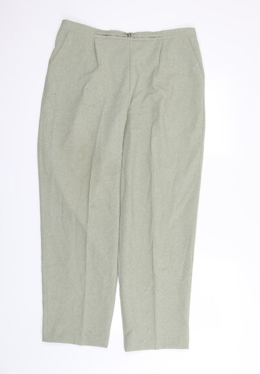 Womens UK Size 18 Classic Regular Fit Dress Pants Green Trousers
