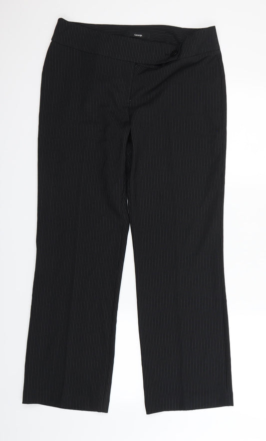Womens UK Size 12 George Regular Fit Dress Pants Black Trousers